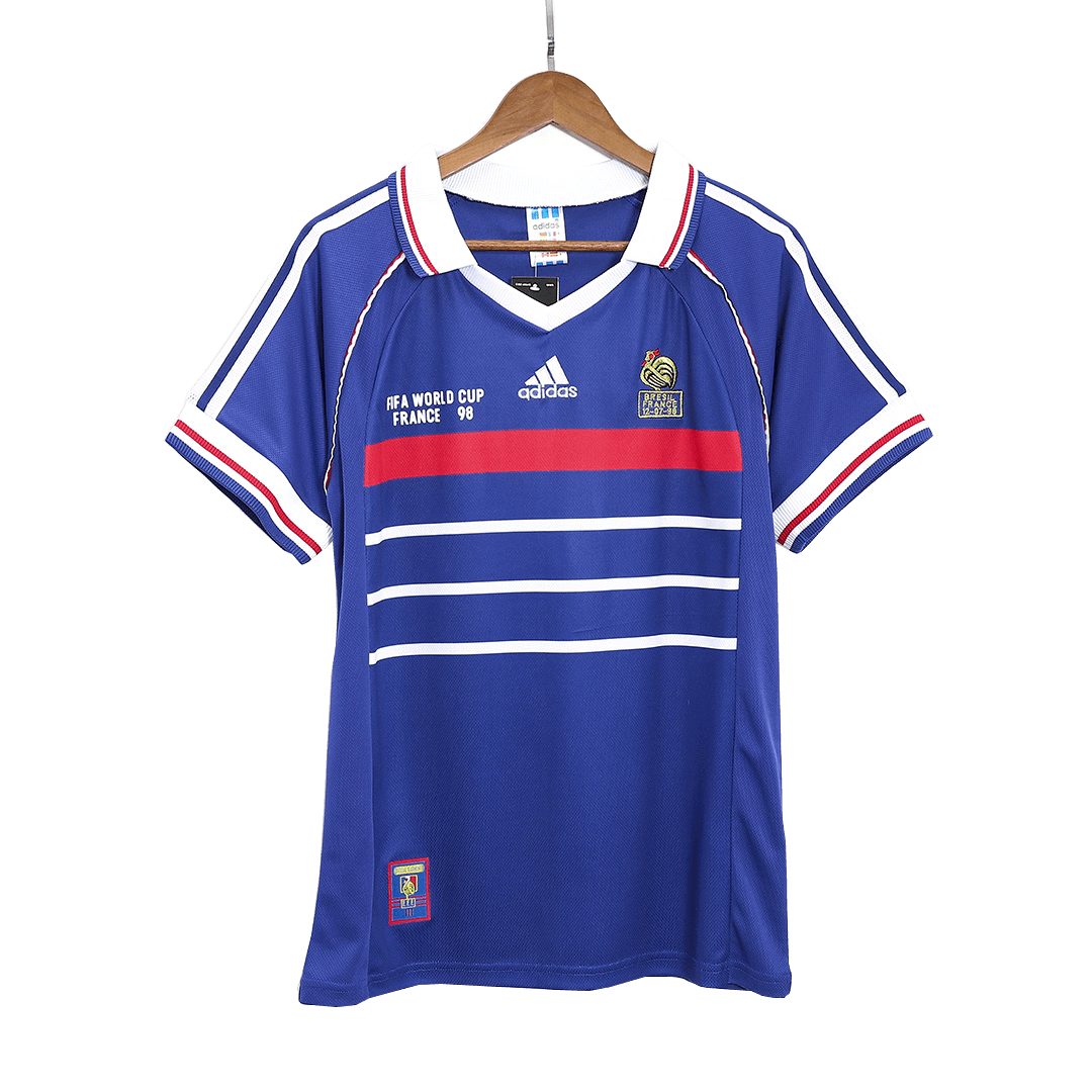 Camiseta Retro 1998 Francia Primera Equipación Copa del Mundo Local Hombre - Versión Hincha - camisetasfutbol