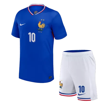 Miniconjunto MBAPPE #10 Francia Euro 2024 Primera Equipación Local Niño (Camiseta + Pantalón Corto) - camisetasfutbol