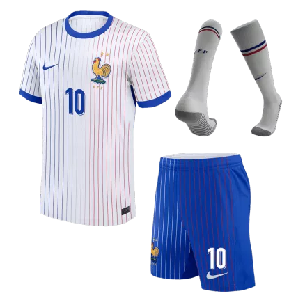 Miniconjunto Completo MBAPPE #10 Francia Euro 2024 Segunda Equipación Visitante Niño (Camiseta + Pantalón Corto + Calcetines) - camisetasfutbol