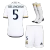 Miniconjunto Completo BELLINGHAM #5 Real Madrid 2023/24 Primera Equipación Local Niño (Camiseta + Pantalón Corto + Calcetines) - camisetasfutbol