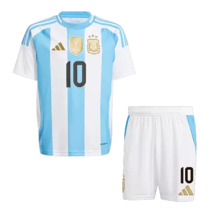 Miniconjunto MESSI #10 Argentina Copa América 2024 Primera Equipación Local Niño (Camiseta + Pantalón Corto) - camisetasfutbol