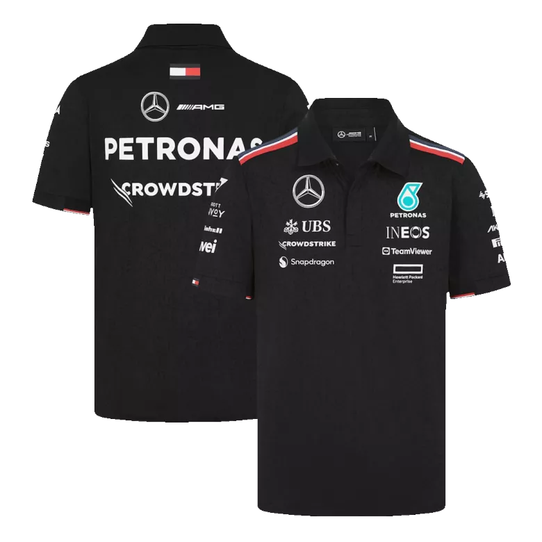 Camiseta Tipo Polo de Mercedes AMG Petronas F1 Racing Team Polo Black 2024 Hombre Negro - camisetasfutbol