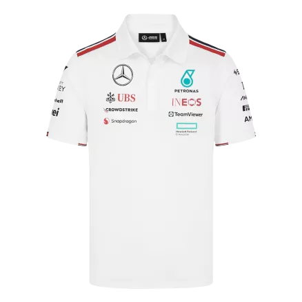 Camiseta Tipo Polo de Mercedes AMG Petronas F1 Racing Team Polo White 2024 Hombre Rojo - camisetasfutbol