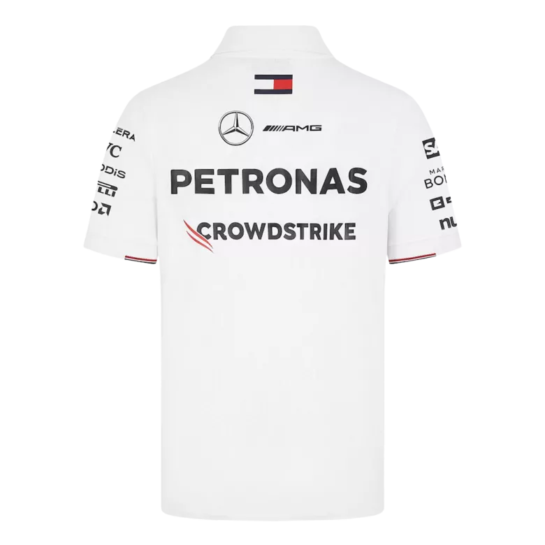 Camiseta Tipo Polo de Mercedes AMG Petronas F1 Racing Team Polo White 2024 Hombre Rojo - camisetasfutbol