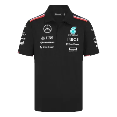 Camiseta Tipo Polo de Mercedes AMG Petronas F1 Racing Team Polo Black 2024 Hombre Negro - camisetasfutbol