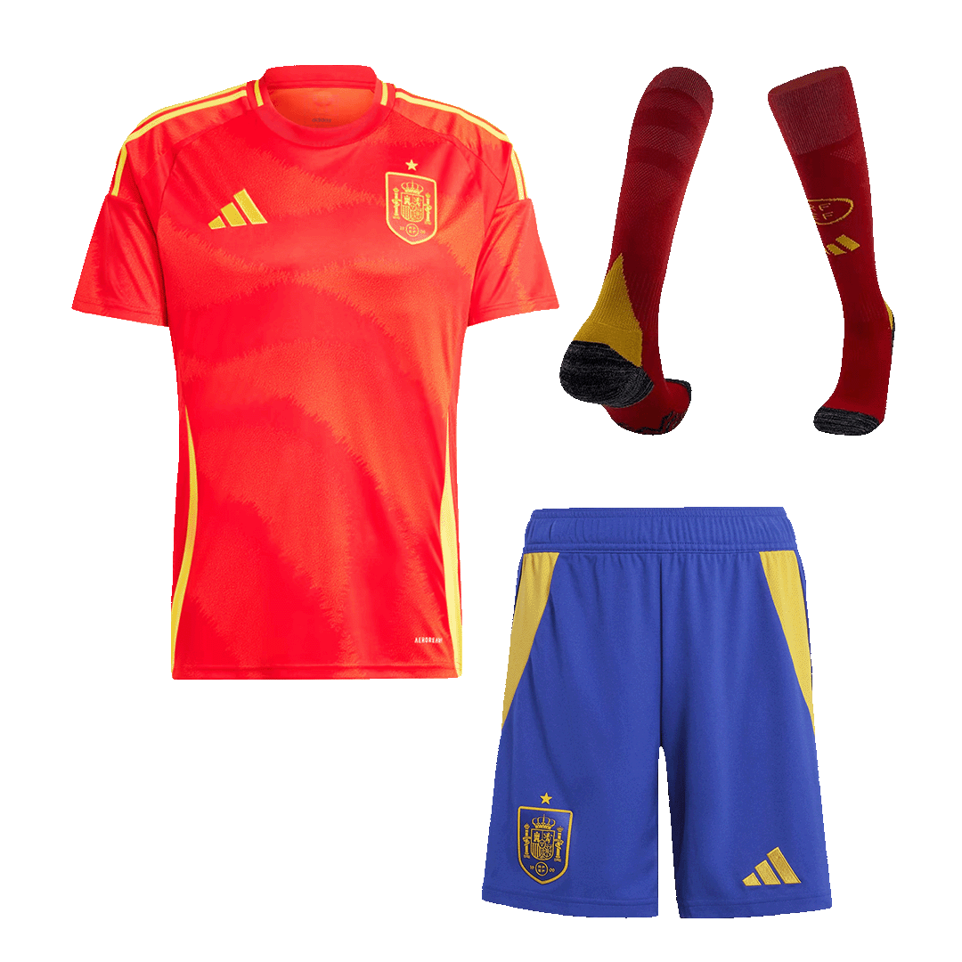 Calidad Premium Conjunto Completo España Euro Primera Equipación Local Hombre (Camiseta + Pantalón Corto + Calcetines) - camisetasfutbol