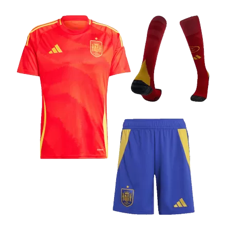 Conjunto Completo España Euro 2024 Primera Equipación Local Hombre (Camiseta + Pantalón Corto + Calcetines) - camisetasfutbol