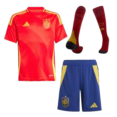 Calidad Premium Conjunto Completo España Euro 2024 Primera Equipación Local Niño (Camiseta + Pantalón Corto + Calcetines) - camisetasfutbol