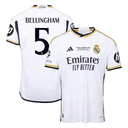 UCL FINAL Camiseta Auténtica BELLINGHAM #5 Real Madrid 2023/24 Primera Equipación Local Hombre - Versión Jugador - camisetasfutbol