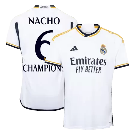 Calidad Premium Camiseta NACHO #6 CHAMPIONS Real Madrid 2023/24 Primera Equipación Local Hombre - Versión Hincha - camisetasfutbol