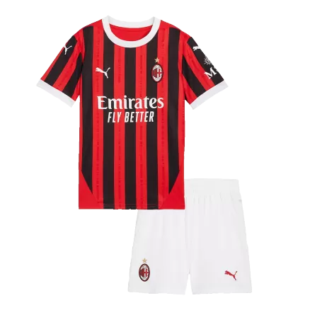 Miniconjunto AC Milan 2024/25 Primera Equipación Local Niño (Camiseta + Pantalón Corto) - camisetasfutbol