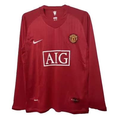 Camiseta Retro 2007/08 Manchester United Primera Equipación Manga Larga Local Hombre - Versión Hincha - camisetasfutbol