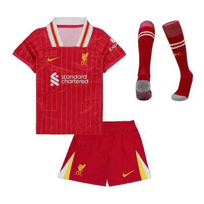 Miniconjunto Completo Liverpool 2024/25 Primera Equipación Local Niño (Camiseta + Pantalón Corto + Calcetines) - camisetasfutbol