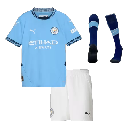 Miniconjunto Completo Manchester City 2024/25 Primera Equipación Local Niño (Camiseta + Pantalón Corto + Calcetines) - camisetasfutbol