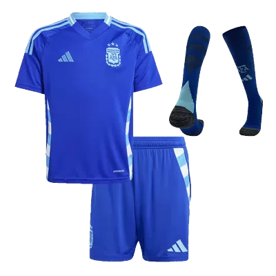 Miniconjunto Completo Argentina Copa América 2024 Segunda Equipación Visitante Niño (Camiseta + Pantalón Corto + Calcetines) - camisetasfutbol