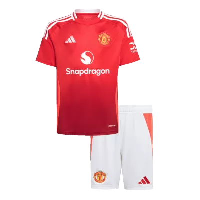 Miniconjunto Manchester United 2024/25 Primera Equipación Local Niño (Camiseta + Pantalón Corto) - camisetasfutbol