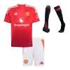 Miniconjunto Completo Manchester United 2024/25 Primera Equipación Local Niño (Camiseta + Pantalón Corto + Calcetines) - camisetasfutbol