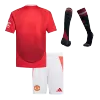 Miniconjunto Completo Manchester United 2024/25 Primera Equipación Local Niño (Camiseta + Pantalón Corto + Calcetines) - camisetasfutbol