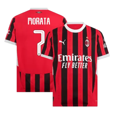 UCL Camiseta MORATA #7 AC Milan 2024/25 Primera Equipación Local Hombre - Versión Hincha - camisetasfutbol