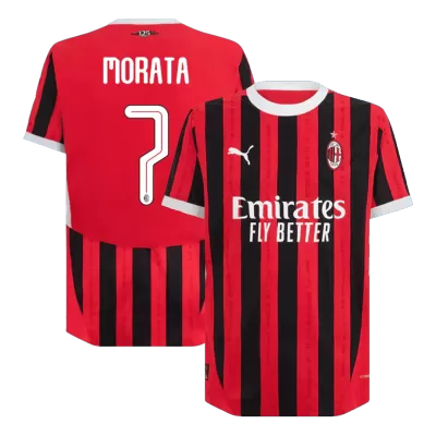 UCL Camiseta Auténtica MORATA #7 AC Milan 2024/25 Primera Equipación Local Hombre - Versión Jugador - camisetasfutbol
