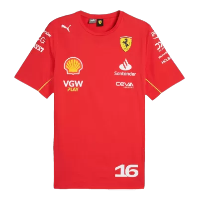 Calidad Premium Camiseta de Ferrari F1 Racing Team Charles Leclerc #16 T-Shirt 2024 Red Hombre Amarillo Talla Grande（3XL-5XL） - camisetasfutbol