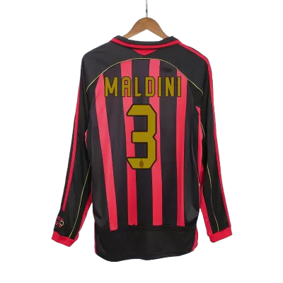 Camiseta Retro 2006/07 MALDINI #3 AC Milan Primera Equipación Manga Larga Local Hombre - Versión Hincha - camisetasfutbol