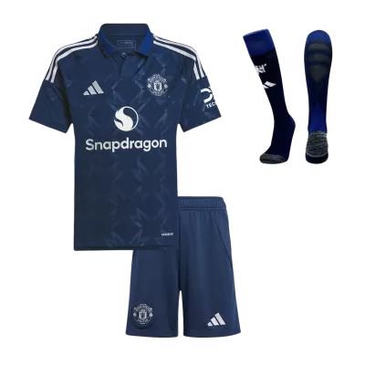 Miniconjunto Completo Manchester United 2024/25 Segunda Equipación Visitante Niño (Camiseta + Pantalón Corto + Calcetines) - camisetasfutbol