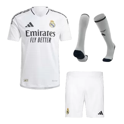 Conjunto Completo Auténtico Real Madrid 2024/25 Primera Equipación Local Hombre (Camiseta + Pantalón Corto + Calcetines) - camisetasfutbol