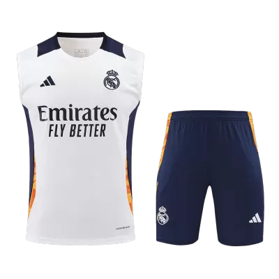 Conjunto Real Madrid 2024/25 Pre-Partido Hombre (Camiseta Sin Mangas + Pantalón Corto) - camisetasfutbol