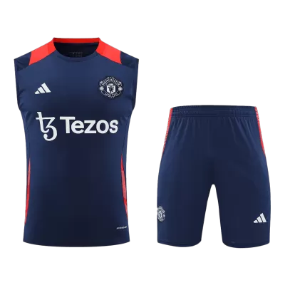 Conjunto Manchester United 2024/25 Pre-Partido Hombre (Camiseta Sin Mangas + Pantalón Corto) - camisetasfutbol