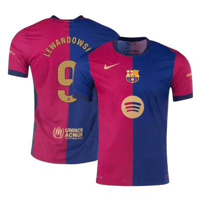 Camiseta Auténtica LEWANDOWSKI #9 Barcelona 2024/25 Primera Equipación Local Hombre Spotify Logo Sin Texto- Versión Jugador - camisetasfutbol