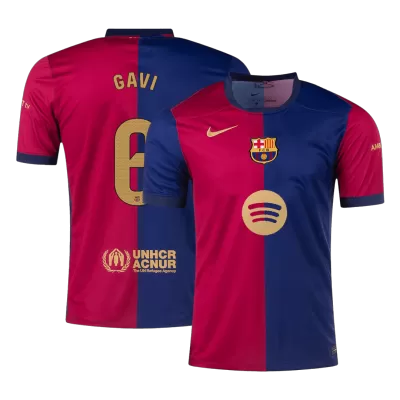 Calidad Premium Camiseta GAVI #6 Barcelona 2024/25 Primera Equipación Local Hombre Spotify Logo Sin Texto- Versión Hincha - camisetasfutbol