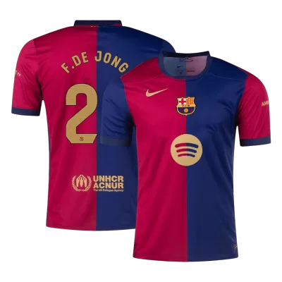 Calidad Premium Camiseta F.DE JONG #21 Barcelona 2024/25 Primera Equipación Local Hombre Spotify Logo Sin Texto- Versión Hincha - camisetasfutbol