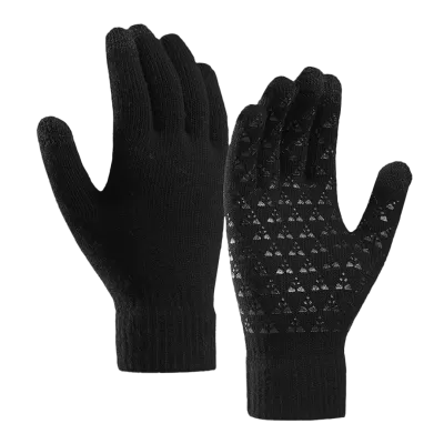 Guantes de Lana de Invierno Tejidos Gratis - Negros - camisetasfutbol