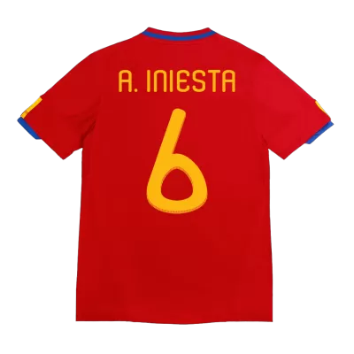 Camiseta Retro 2010 A. INIESTA #6 España Primera Equipación Copa del Mundo Local Hombre - Versión Hincha - camisetasfutbol