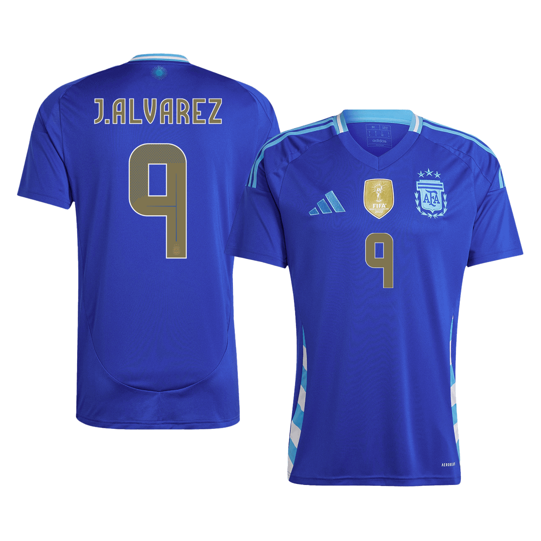 Calidad Premium Camiseta J.ALVAREZ #9 Argentina Segunda Equipación Visitante Hombre - Versión Hincha - camisetasfutbol