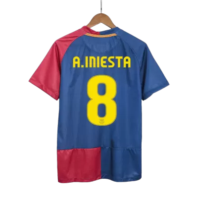 UCL Camiseta Retro 2008/09 A.INIESTA #8 Barcelona Primera Equipación Local Hombre - Versión Hincha - camisetasfutbol