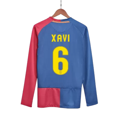 UCL Camiseta Retro 2008/09 XAVI #6 Barcelona Primera Equipación Manga Larga Local Hombre - Versión Hincha - camisetasfutbol