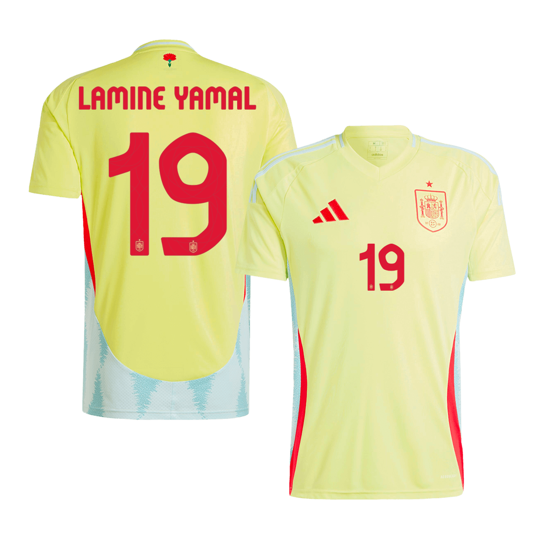 Camiseta LAMINE YAMAL #19 España Euro Segunda Equipación Visitante Hombre - Versión Hincha - camisetasfutbol