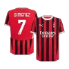 Camiseta Auténtica GIMENEZ #7 AC Milan 2024/25 Primera Equipación Local Hombre - Versión Jugador - camisetasfutbol