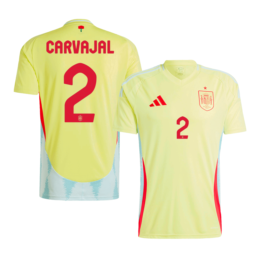 Camiseta CARVAJAL #2 España Euro Segunda Equipación Visitante Hombre - Versión Hincha - camisetasfutbol