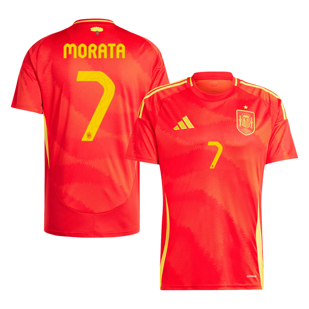 Calidad Premium Camiseta MORATA #7 España Euro Primera Equipación Local Hombre - Versión Hincha - camisetasfutbol