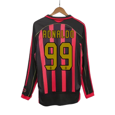 Camiseta Retro 2006/07 RONALDO #99 AC Milan Primera Equipación Manga Larga Local Hombre - Versión Hincha - camisetasfutbol