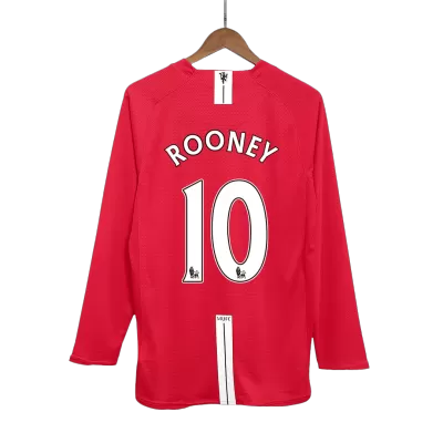 Camiseta Retro 2007/08 ROONEY #10 Manchester United Primera Equipación Manga Larga Local Hombre - Versión Hincha - camisetasfutbol