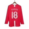 UCL Camiseta Retro 2007/08 SCHOLES #18 Manchester United Primera Equipación Manga Larga Local Hombre - Versión Hincha - camisetasfutbol