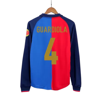 Camiseta Retro 1999/00 GUARDIOLA #4 Barcelona Primera Equipación Manga Larga Local Hombre - Versión Hincha - camisetasfutbol