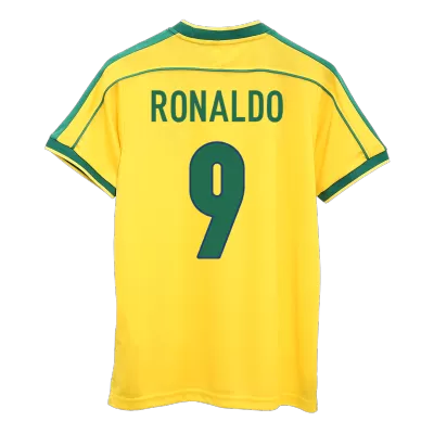 Camiseta Retro 1998 RONALDO #9 Brazil Primera Equipación Copa del Mundo Local Hombre - Versión Hincha - camisetasfutbol