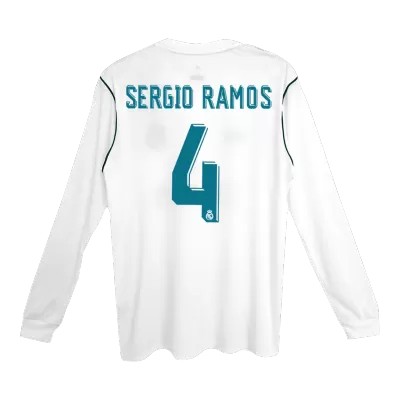 Camiseta Retro 2017/18 SERGIO RAMOS #4 Real Madrid Primera Equipación Manga Larga Local Hombre - Versión Hincha - camisetasfutbol