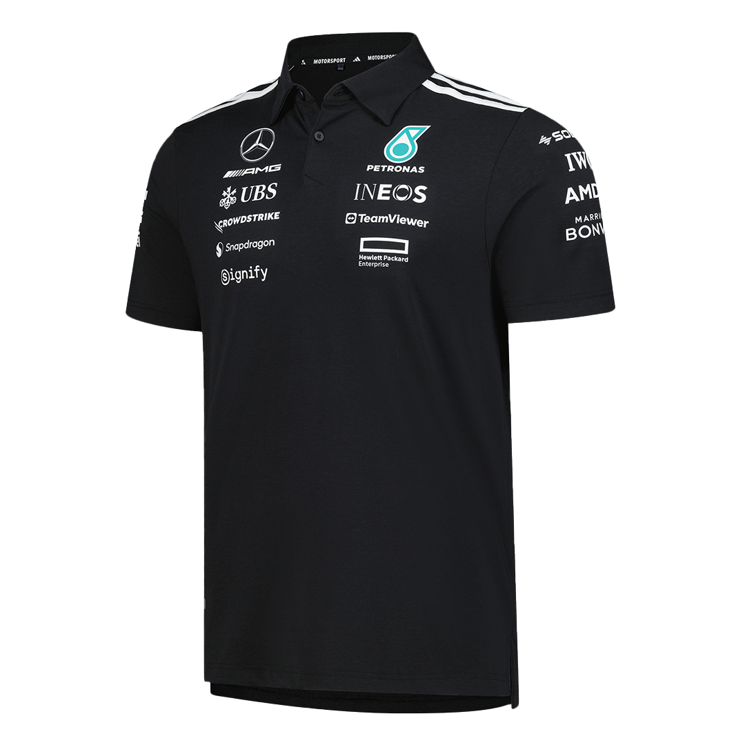 Calidad Premium Camiseta Tipo Polo de Mercedes AMG Petronas F1 Team Polo 2025 - Black Hombre Negro - camisetasfutbol