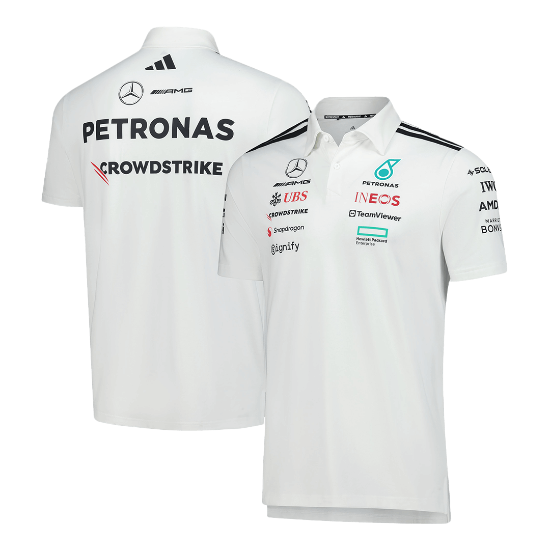 Calidad Premium Camiseta Tipo Polo de Mercedes AMG Petronas F1 Team Polo 2025 - White Hombre Rojo - camisetasfutbol